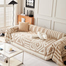 Chenille Geometric Sofa Throw Blanket, Boho Washable Furniture Throw Covers for Sofa