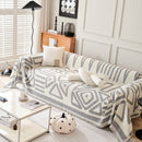 Chenille Geometric Sofa Throw Blanket, Boho Washable Furniture Throw Covers for Sofa