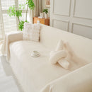 Solid Color Chenille Sofa Throw Blanket, Cozy & Easy Care Fringed Furniture Protector