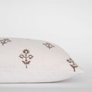 Mia Floral Block Printed Pillow Cover | Brown | Lumbar