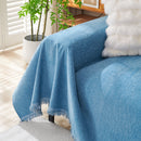 Solid Color Chenille Sofa Throw Blanket, Cozy & Easy Care Fringed Furniture Protector