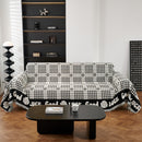 Chenille Houndstooth Sofa Throw Cover, Scratch Proof Cozy Throw Blankets for Couch