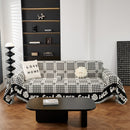 Chenille Houndstooth Sofa Throw Cover, Scratch Proof Cozy Throw Blankets for Couch