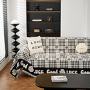 Chenille Houndstooth Sofa Throw Cover, Scratch Proof Cozy Throw Blankets for Couch