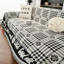 Chenille Houndstooth Sofa Throw Cover, Scratch Proof Cozy Throw Blankets for Couch