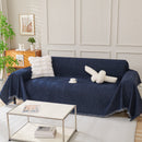 Solid Color Chenille Sofa Throw Blanket, Modern Decor Soft Couch Cover with Fringes