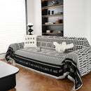 Chenille Houndstooth Couch Cover, Chaise Lounge Blanket Cover, Sectional Couch Scratch Protector