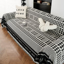 Chenille Houndstooth Couch Cover, Chaise Lounge Blanket Cover, Sectional Couch Scratch Protector