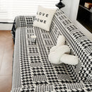 Chenille Houndstooth Couch Cover, Chaise Lounge Blanket Cover, Sectional Couch Scratch Protector