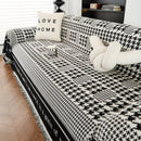 Chenille Houndstooth Couch Cover, Chaise Lounge Blanket Cover, Sectional Couch Scratch Protector