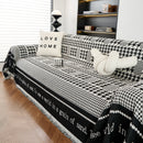 Chenille Houndstooth Couch Cover, Chaise Lounge Blanket Cover, Sectional Couch Scratch Protector