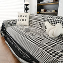 Chenille Houndstooth Couch Cover, Chaise Lounge Blanket Cover, Sectional Couch Scratch Protector