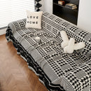 Chenille Houndstooth Couch Cover, Chaise Lounge Blanket Cover, Sectional Couch Scratch Protector