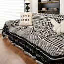 Chenille Houndstooth Couch Cover, Chaise Lounge Blanket Cover, Sectional Couch Scratch Protector