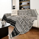 Chenille Houndstooth Couch Cover, Chaise Lounge Blanket Cover, Sectional Couch Scratch Protector