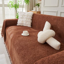 Solid Color Chenille Sofa Throw Blanket, Modern Decor Soft Couch Cover with Fringes