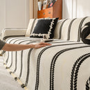 Boho Couch Throw Blanket with Textured Stripes, Sofa Cover for Living Room Decor
