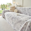 Plush Faux Fur Warm Sofa Cover with Waves Jacquard Textured Throw Blankets for Couch