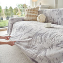 Plush Faux Fur Warm Sofa Cover with Waves Jacquard Textured Throw Blankets for Couch