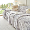 Plush Faux Fur Warm Sofa Cover with Waves Jacquard Textured Throw Blankets for Couch