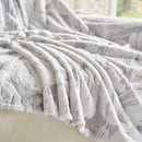 Plush Faux Fur Warm Sofa Cover with Waves Jacquard Textured Throw Blankets for Couch