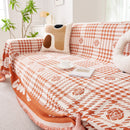 Chenille Houndstooth Sofa Throw Cover, Scratch Proof Cozy Throw Blankets for Couch