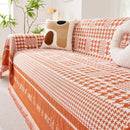 Chenille Houndstooth Couch Cover, Chaise Lounge Blanket Cover, Sectional Couch Scratch Protector
