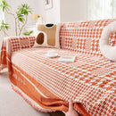 Chenille Houndstooth Couch Cover, Chaise Lounge Blanket Cover, Sectional Couch Scratch Protector