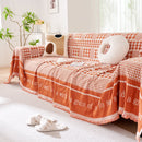 Chenille Houndstooth Couch Cover, Chaise Lounge Blanket Cover, Sectional Couch Scratch Protector