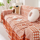 Chenille Houndstooth Couch Cover, Chaise Lounge Blanket Cover, Sectional Couch Scratch Protector