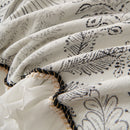 Farmhouse Ruffled Lace Sofa Slipcover Vintage Furniture Protector with Botanical Print
