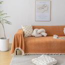 Couch Cover Sectional L Shape Chenille Herringbone Couch Throw Cover with Tassel Pom-Poms for Pets
