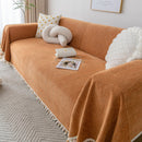 Couch Cover Sectional L Shape Chenille Herringbone Couch Throw Cover with Tassel Pom-Poms for Pets
