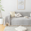 Couch Cover Sectional L Shape Chenille Herringbone Couch Throw Cover with Tassel Pom-Poms for Pets