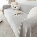 Couch Cover Sectional L Shape Chenille Herringbone Couch Throw Cover with Tassel Pom-Poms for Pets
