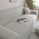 Plush Fleece Sofa Slipcover with 3D Wheat Pattern, Cozy High-Stretch Couch Cover