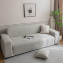 Plush Fleece Sofa Slipcover with 3D Wheat Pattern, Cozy High-Stretch Couch Cover