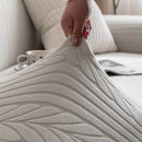 Plush Fleece Sofa Slipcover with 3D Wheat Pattern, Cozy High-Stretch Couch Cover