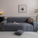 Plush Fleece Sofa Slipcover with 3D Wheat Pattern, Cozy High-Stretch Couch Cover