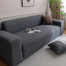 Plush Fleece Sofa Slipcover with 3D Wheat Pattern, Cozy High-Stretch Couch Cover