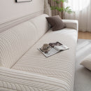 Plush Fleece Sofa Slipcover with 3D Wheat Pattern, Cozy High-Stretch Couch Cover