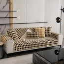 Winter Thickened Sherpa Fleece Houndstooth Sofa Cushion, Non-slip Sofa Cover with Plush