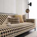 Winter Thickened Sherpa Fleece Houndstooth Sofa Cushion, Non-slip Sofa Cover with Plush