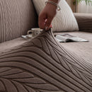 Plush Fleece Sofa Slipcover with 3D Wheat Pattern, Cozy High-Stretch Couch Cover