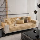 Winter Thickened Sherpa Fleece Houndstooth Sofa Cushion, Non-slip Sofa Cover with Plush