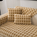 Winter Thickened Sherpa Fleece Houndstooth Sofa Cushion, Non-slip Sofa Cover with Plush