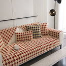 Winter Thickened Sherpa Fleece Houndstooth Sofa Cushion, Non-slip Sofa Cover with Plush
