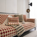 Winter Thickened Sherpa Fleece Houndstooth Sofa Cushion, Non-slip Sofa Cover with Plush