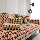 Winter Thickened Sherpa Fleece Houndstooth Sofa Cushion, Non-slip Sofa Cover with Plush