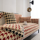 Winter Thickened Sherpa Fleece Houndstooth Sofa Cushion, Non-slip Sofa Cover with Plush